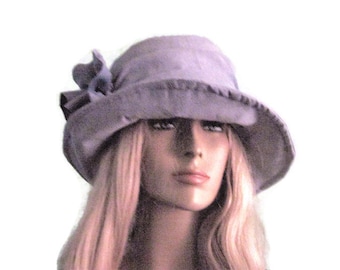 Cloche Hat Dusty Blue Church Hat Tea Hat Fall Winter Hat