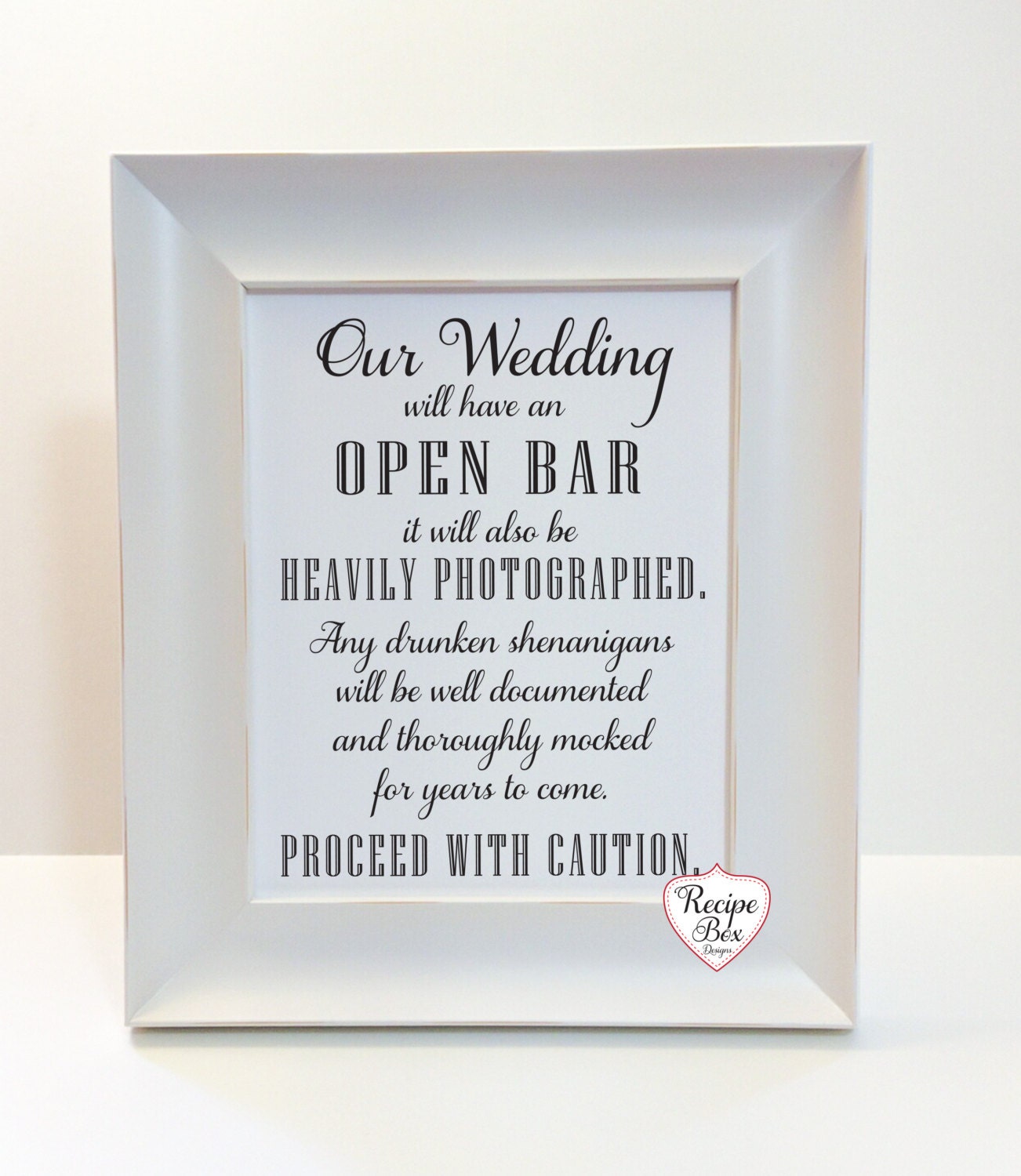 Open Bar Wedding Sign Funny Bar Sign Drunken Shenanigans