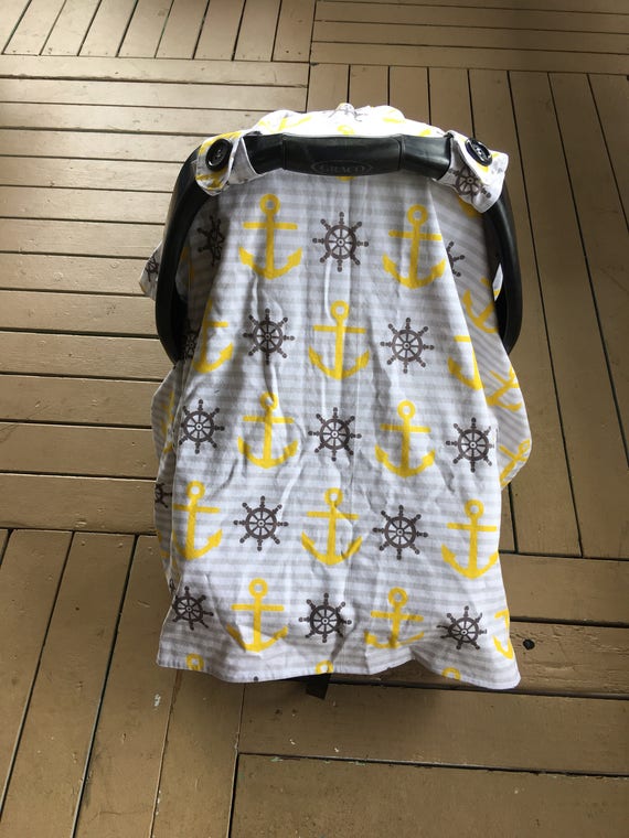 Yellow Nautical Car seat Cover/Tent