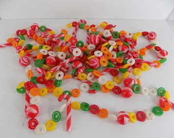 Vintage Lifesaver Candy Candy Cane Christmas Plastic Blow Mold Garland 25 feet