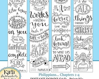 NEW! PHILIPPIANS Bible Journaling Templates, Tracers, Color Your Own Bookmarks, INSTANT download pdf and jpg Scripture Digital Printable