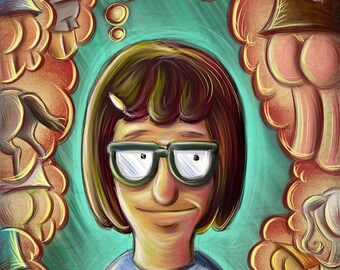 Tina Bobs burgers art print butts horse butt sexy creepy teen female glasses hair clip fox cartoon adult swim joe badon booty tail jericho