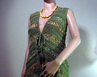 ELEGANT VEST/CAFTAN - Wearable Fiber Art, Loosely Knitted, Top Quality Yarns