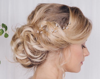 Small hairpins, delicate hair pins, crystal hairpins, wedding hairpins, crystal hairpins set, silver, gold or rose gold hairpins - India