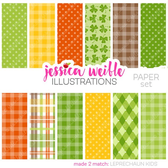 Leprechaun Kids Cute Digital Papers - Commercial Use OK - St. Patrick's Day Digital Backgrounds Il_570xn