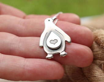 Penguin necklace, Sterling silver penguin