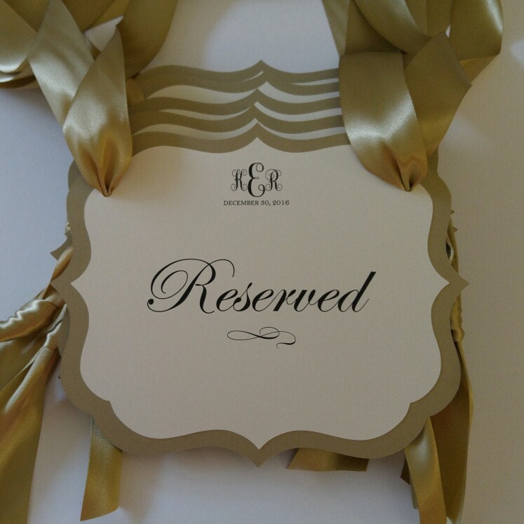 Reserved Wedding Chair Sign in my Elegant Vintage Label