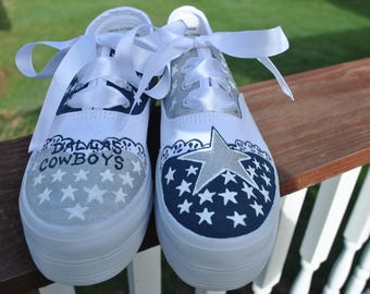 FOR SALE - Custom Hand Painted Dallas Cowboys size 7 platform sneakers - For Sale