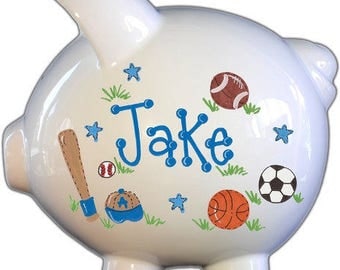 Personalized Piggy Bank - Boy - Personalized Piggy Banks - Sports