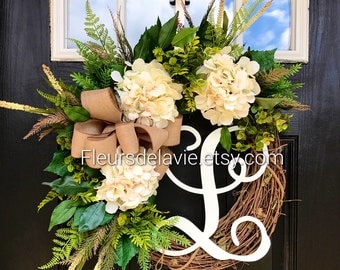 BEST SELLER! Spring Wreaths for Front Door, Front Door Wreaths, Farm House Wreaths, Hydrange Wreath, Grapevine Wreath, Fall Wreaths