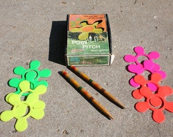 Vintage Posy Pitch Lawn Game 1970's Glamping RV Camping Picnic Beach Backyard Party Outdoor Game