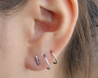 Double Spiral Bar Earrings, Sterling Silver, Gold Plated Spiral Earrings, Double Hoop Earrings, Minimal Lunaijewelry, Gift for Her, EAR146