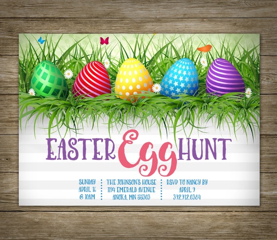 Egg Hunting Easter Birthday Party Invitation Easter I 5799