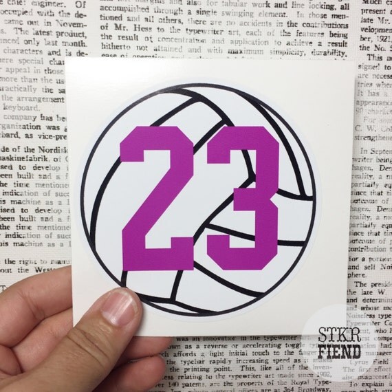 volleyball number personalized vinyl sticker your choice of