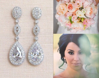 Crystal Bridal earrings Wedding jewelry Swarovski Crystal Wedding earrings Bridal jewelry, Christine Earrings
