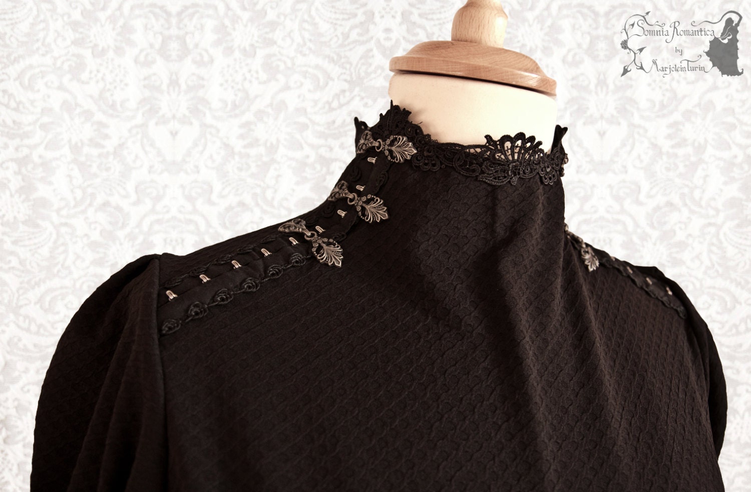 Top black Victorian shirt Steampunk romantic by SomniaRomantica