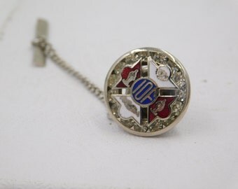 Vintage Odd Fellows IOOF Tie Tack Pin with Faux Diamonds dr32