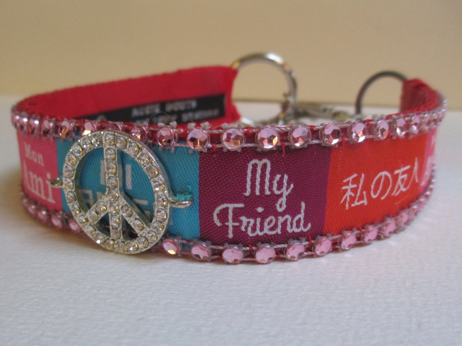 Jeweled Pet Dog Collar Necklace Jewelry Red Best Friend Med