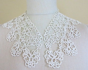 Lace Collar Ivory Hand Tatted Lace 4 Inches Wide 512b
