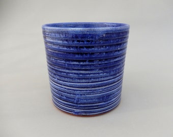 Pottery Utensil Holder - Royal Blue Ceramic Kitchen Caddy