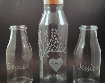 Personalized Unity Sand Ceremony Set - Rustic Wedding - Unity Wedding Ceremony - Custom Etched Glass - Unity Sand Set
