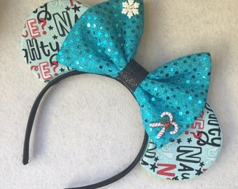 Christmas Mouse Ears - christmas mickey ears, holiday, festival of lights, christmas, gift, present, naughty or nice, candy cane, snowflake