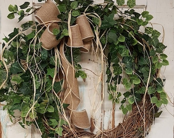 BEST SELLER Front door wreath, Greenery Wreath - Wreath Great for All Year Round - Everyday Burlap Wreath, Door Wreath, Front Door Wreath