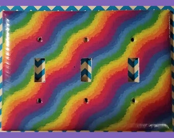Waves and Rainbows Light Switch Plate Cover Triple or 3 Way Switchplate