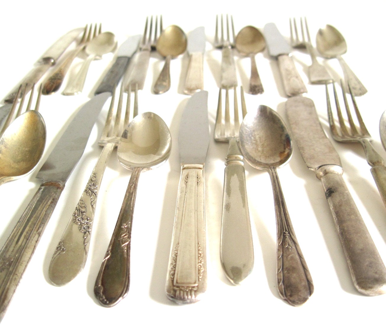 Mismatched Flatware Set Tarnished Silverplate Silverware Basic