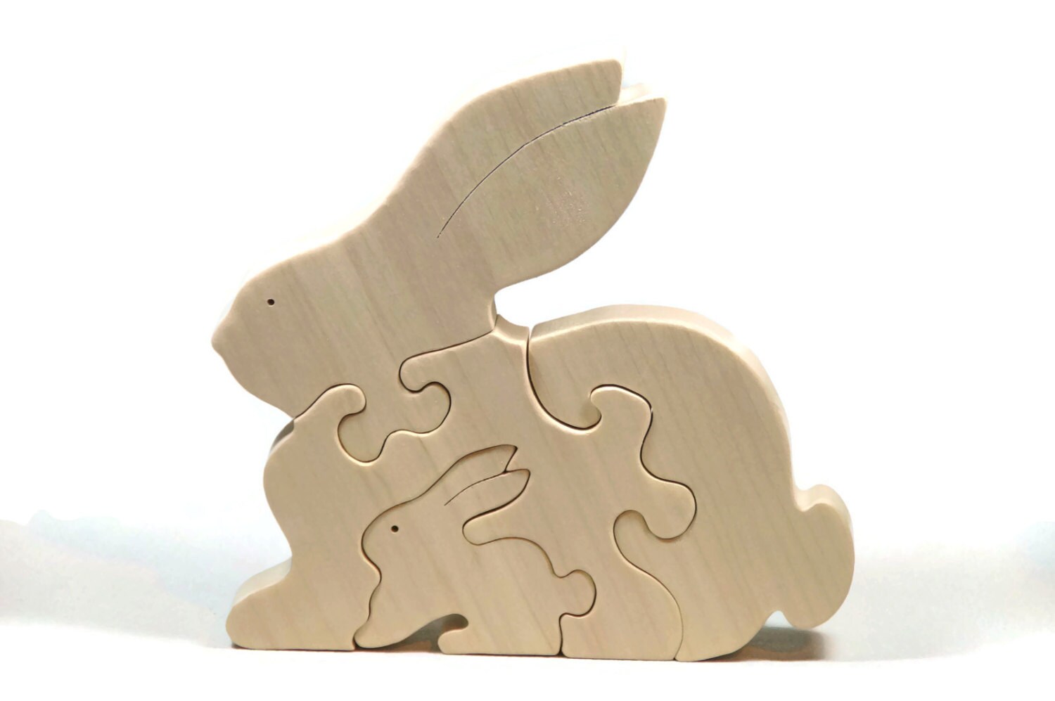 Rabbit Puzzle Wood Baby Bunny Eco Friendly and Green for