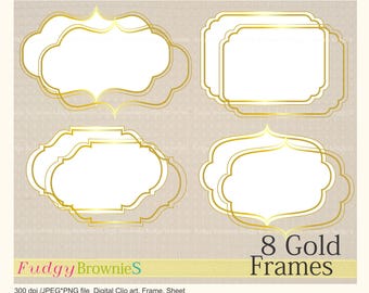 ON SALE gold digital frame clip art,Gold Foil Label ,gold Tags Clip Art , digital scrapbooking frames gold A-05 , Instant download