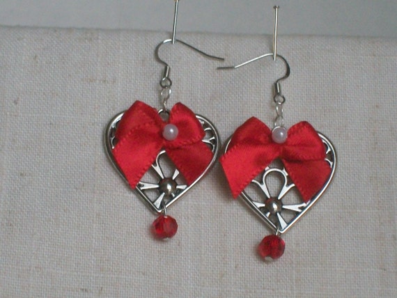 Hearts and Bows Earrings Happy Valentine's Day For Her