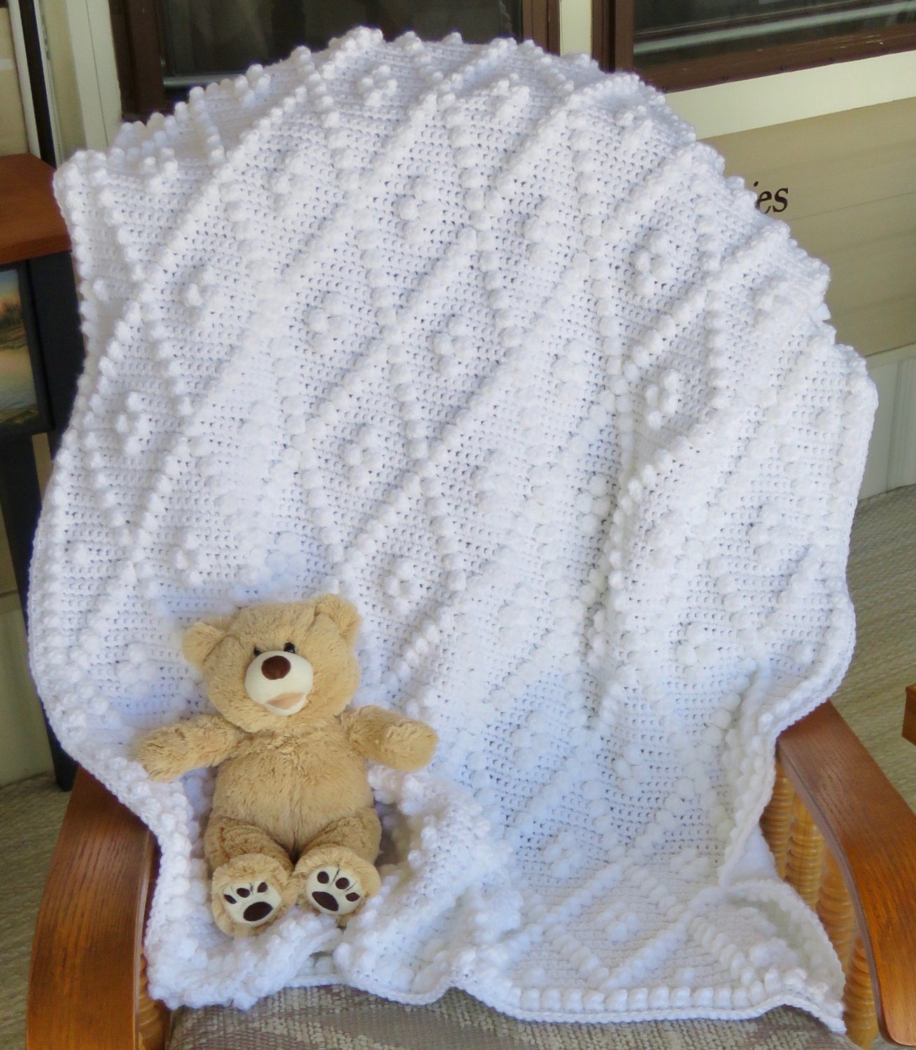 Diamonds and Bobbles Crochet Baby Blanket Pattern Baby