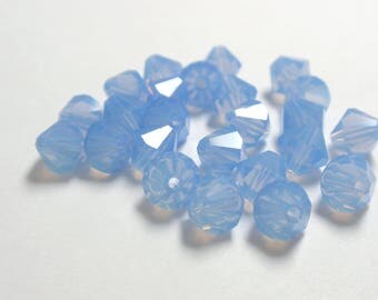 6mm Swarovski Crystals Air Blue Opal #5301 Bicone Beads - 24 Crystals
