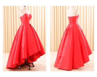 Made your size PARTY DRESS asymmetric Corset satin Women Gown