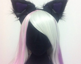 Your Choice Colour Cosplay Cat Ears Headband Purple, Blue, Pink, Black Faux Fur Nekomimi Hens Party Night Handmade in Australia