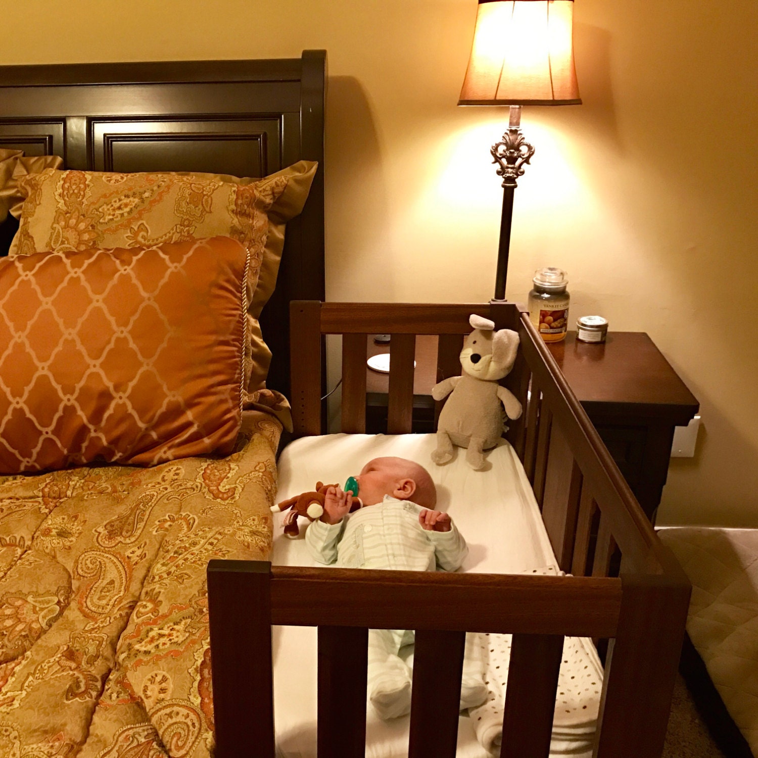 Mahogany SlatSided Sidecar Baby bed