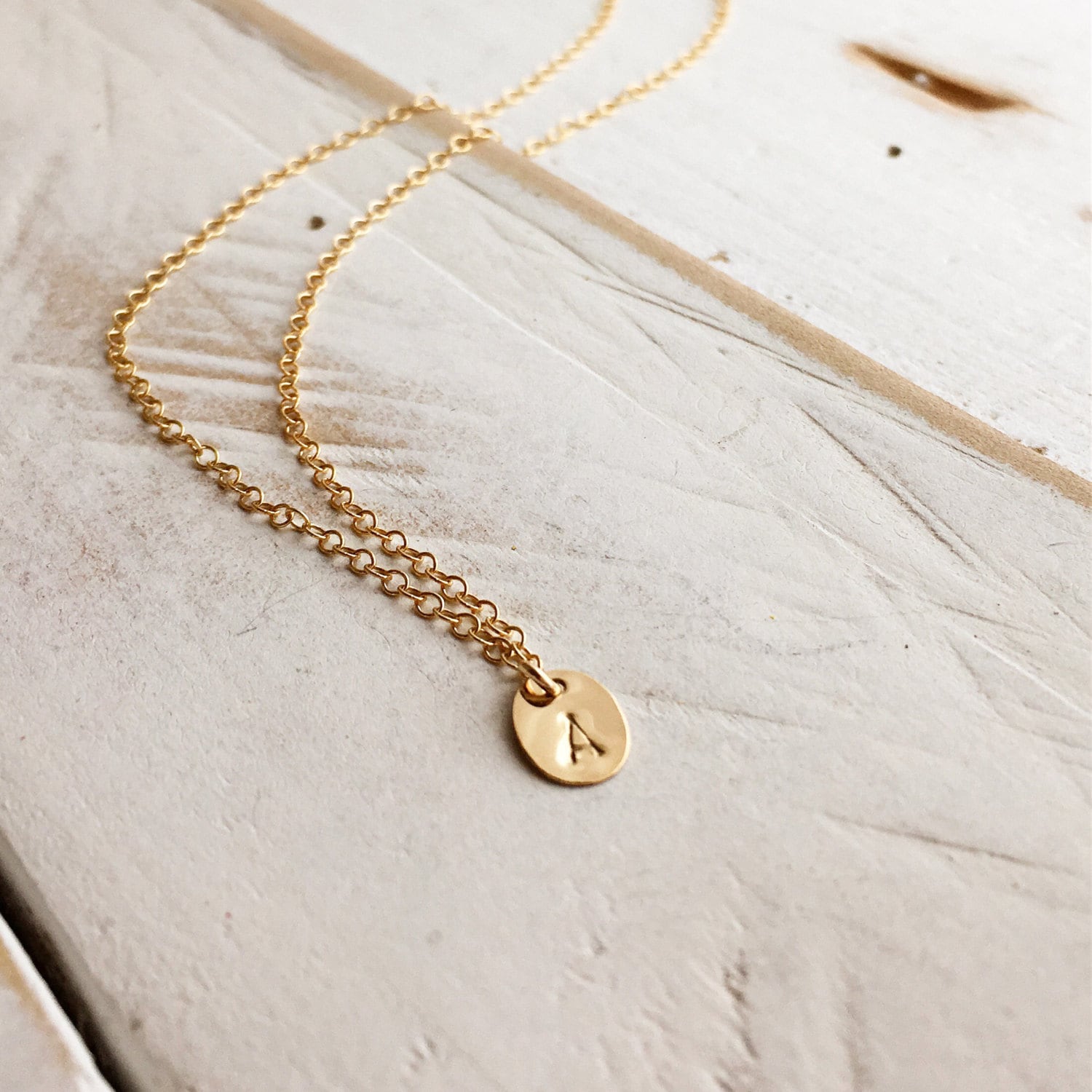 14K yellow Gold Oval Initial Necklace 14Kt Gold Initial