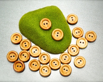 VINTGE: 24 Small Wood Buttons - Natural Wood Buttons - SKU 17-B1-00008135