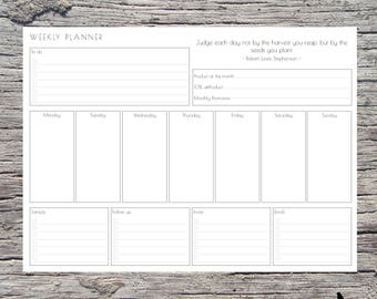 A4 doTERRA Essential Oils Weekly Planner, Printable Planner, PDF, Black & White - INSTANT DOWNLOAD