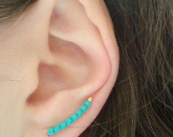 Turquoise ear cuff earrings - Ear climber - Turquoise earrings - Boho earrings - Bridal earrings - Bridesmaids earrings gift