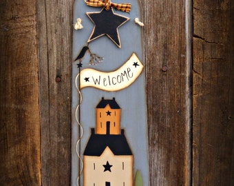 Primitive Hand Painted Folkart Door Greeter~Door Hanger~Primitive Home Decor~Wall Hanging~Front Door Decor~Country Door Decor~Country Decor