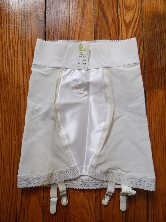 Vintage 1950s Deadstock Gossard White Satin Open Bottom Girdle