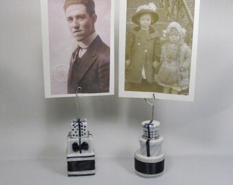Blue and White Stack of Presents Photo Holders