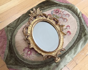 ITALIAN FLORENTINE MIRROR - Scrolly Ornate Mirror - Balsa Wood - Florentia - Gold - Gilt - Gilded Small - Hand Made In Italy