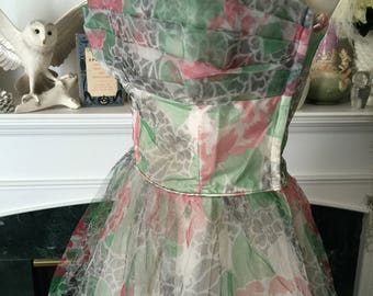 5Os Rose Printed Tulle Party Dress