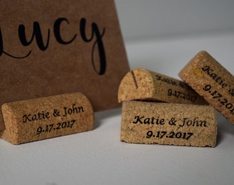 Personalized Wine Cork Place Card Holder or Place Setter, Wine Cork Name Badge Name Card Holder