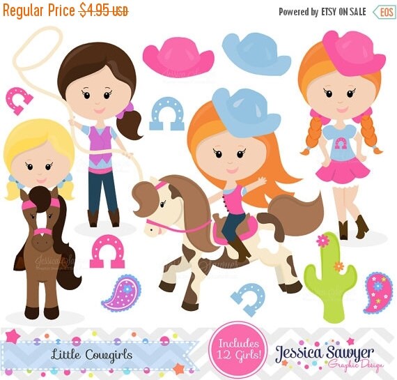 80% OFF INSTANT DOWNLOAD Cowgirl Clipart by JessicaSawyerDesign