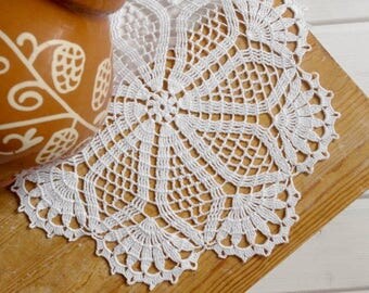 Crochet doily White crochet doilies Handmade cotton lace doily Crocheted doilies Home decor Large crochet doily Large doilies 344