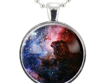 Carina Nebula Galaxy Necklace, Space Science Jewelry, Cosmos Pendant (1168S25MMBC)